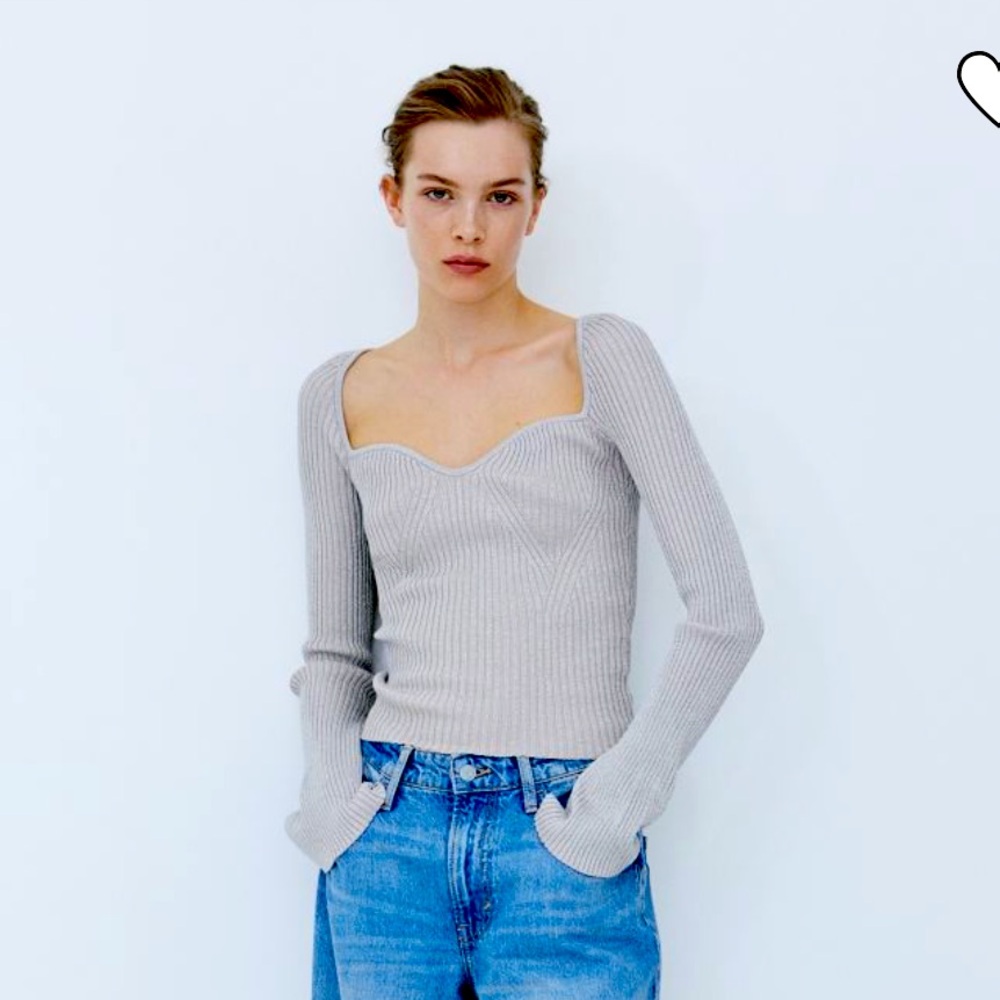 Silver rib knit top H&M